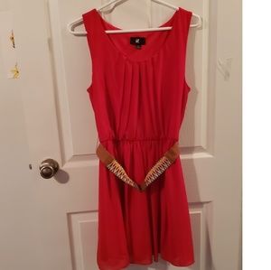 iz Byer Short Red Dress with Woven Belt (L)
